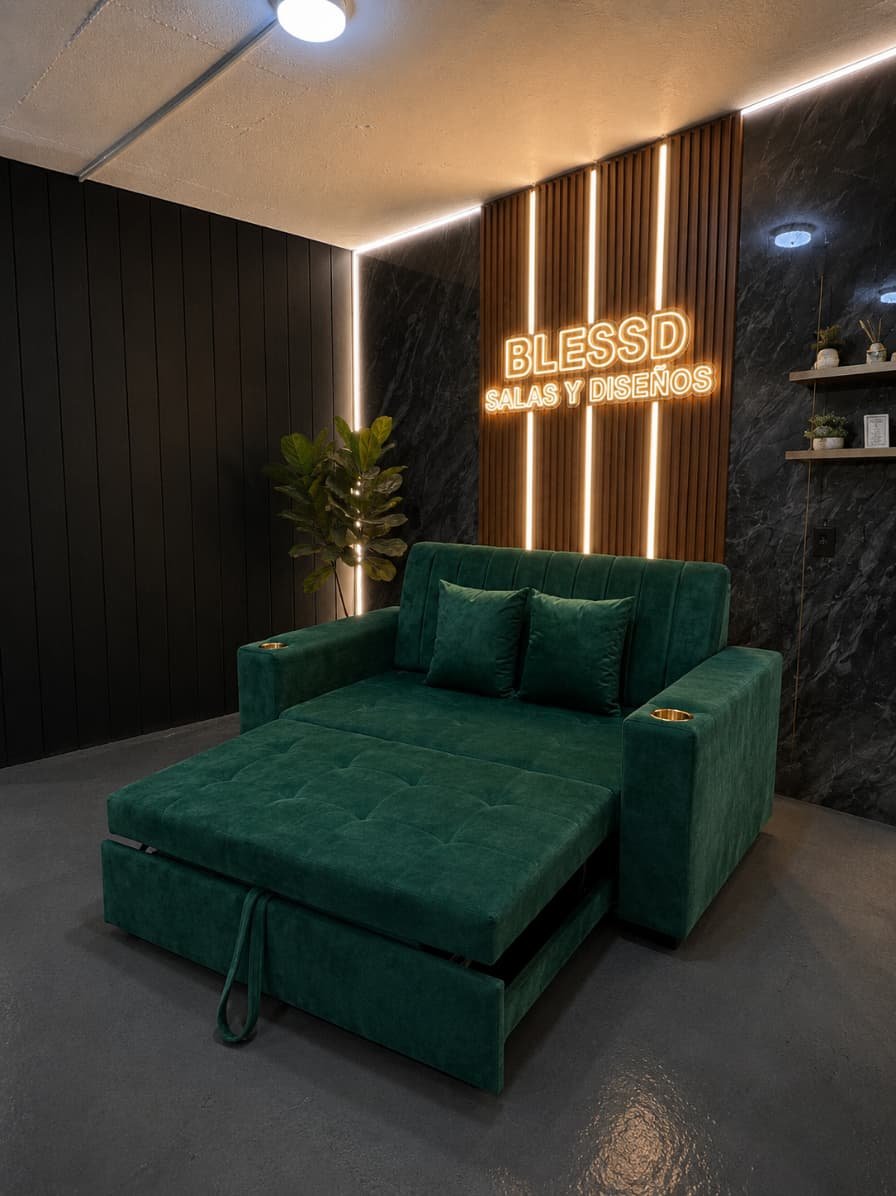 sofa cama rallado Verde esmeralda